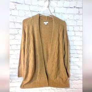 Croft & Barrow Weaved Tan Wheat Open Knit Cardigan Plus 1X